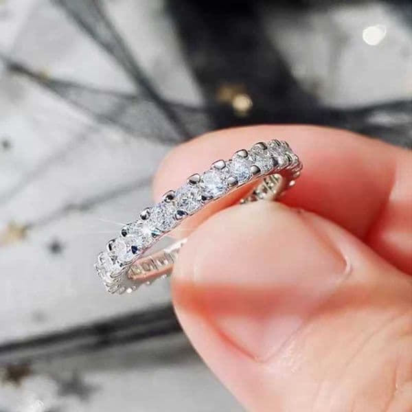 Delicate Sparkling Stainless Steel Rings With Full Circle CZ Low-key Wedding Ring Women High Quality Fashion Jewelry Acssories Z260512