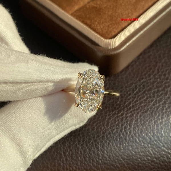 VVS1 Grade HPHT CVD Lab Grown Diamond Ring IGI Certified Oval Cut 2CT 3CT 14K 18K Solid Gold Bridal Pigeon Egg Ring For Her