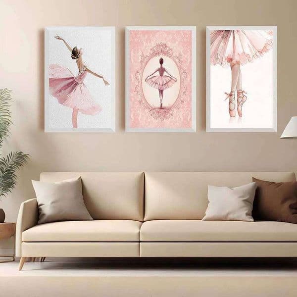 Art Ballet Dancer Pink Ballerina Canvas Painting Nordic Style Poster Prints for Girls Bedroom Wall Decor 26W05012