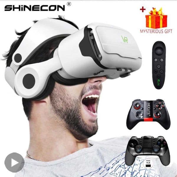 Shinecon Virtual Reality VR Glasses 3D Headset Viar Device Smart Helmet Lenses Goggle For Mobile Phone Cell Smartphone Headphone T260512