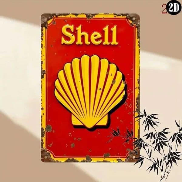 Vintage Metal Shell Sign 8x12 Inch Rustic Tin Plate for Wall Decor T260512