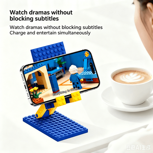 Folding Cartoon Building Blocks Phone Stand Portable Lazy Desktop Phone Holder Foldable Cell Phone Mount Universal Bracket For iPhone 16 17 Pro Max All Smartphones