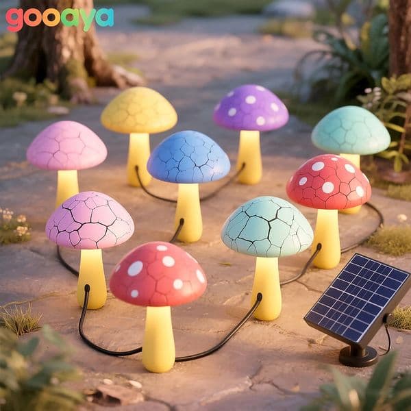 Solar Mushroom Light Garden Outdoor Decor 12 Heads Waterproof Lamp Pathway Landscape Yard Halloween Xmas Sunlight 260512