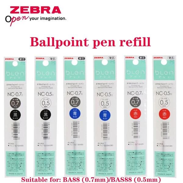 10PCS Japan ZEBRA Blen Ballpoint Pen Refill NC-07/NC-05 Back To School Kawaii Stationery Applicable ToBAS88/BA88 05/07mm 260511