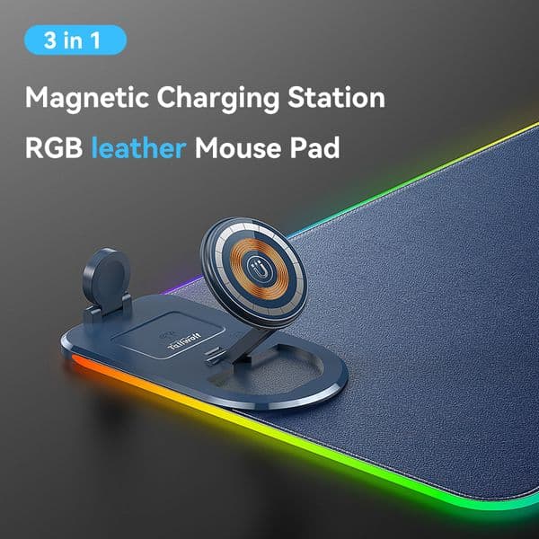 15W 3 Combined 1 Wireless Charging Office with Colorful Illumination Gaming Rubber Mouse Pad