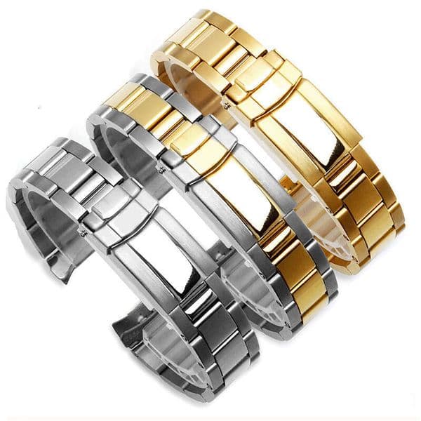Daytona Series Exclusive Stainless Solid Diving Three-Bead 20mm Gold Between 17mm Watch Chain Submariner Steel Band