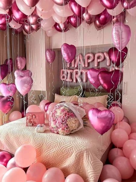 49pcs 16 inch pink happy birthday letter love aluminum film balloon set suitable for party baby shower decoration 260512