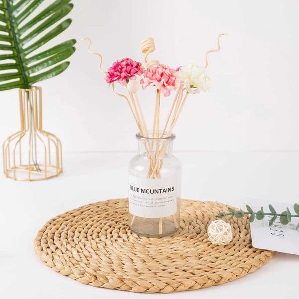 10PCS Pink Hydrangea Flower Rattan Sticks Fireless Fragrances Reed Diffuser Stick DIY Ornaments Home DecorJ260512