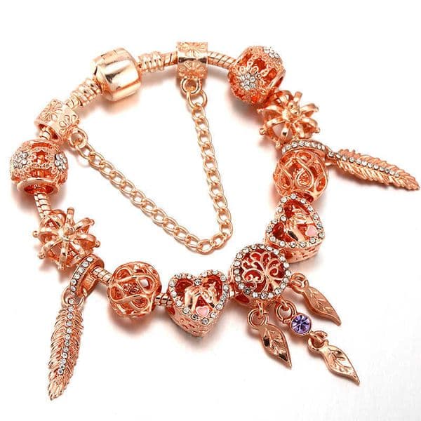 Branded Rose Gold Bracelet with Diamonds Dreamcatcher Beaded Bracelet for Men and Women L2605123J