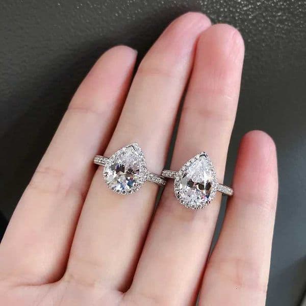 Fashion Stunning Pear Cut 5A Moissanite diamond stone 925 Sterling Silver Engagement Wedding Ring Sz 5-11 Free shipping Gift