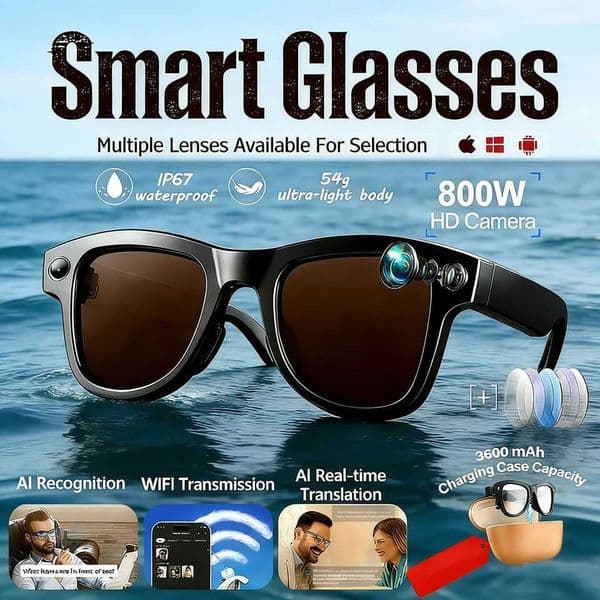 Upgrade Smart Glasses With Camera 4K HD Video Recording AI Photo Recognition Bluetooth Call Translation Voice Sunglasses Men T260512