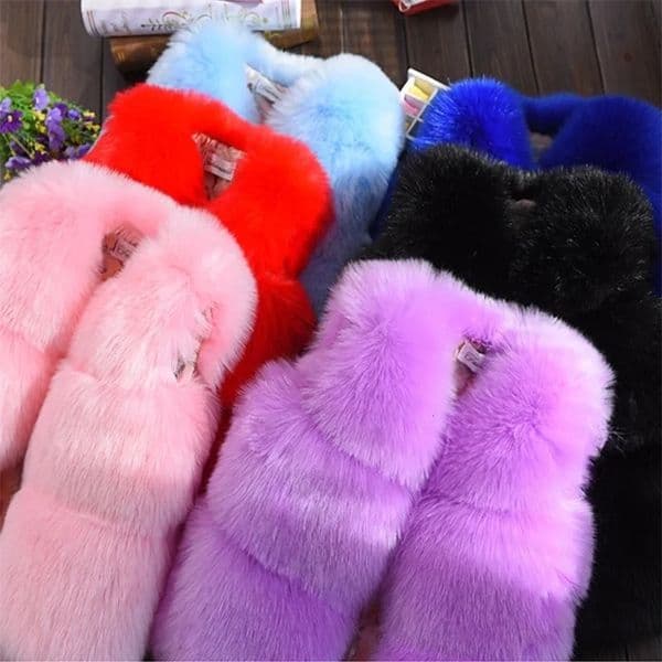 Autumn and Winter Children Fur Vest Short Thick Cotton Jacket Fury Coat Faux Fur Solid Vest 250908BJ