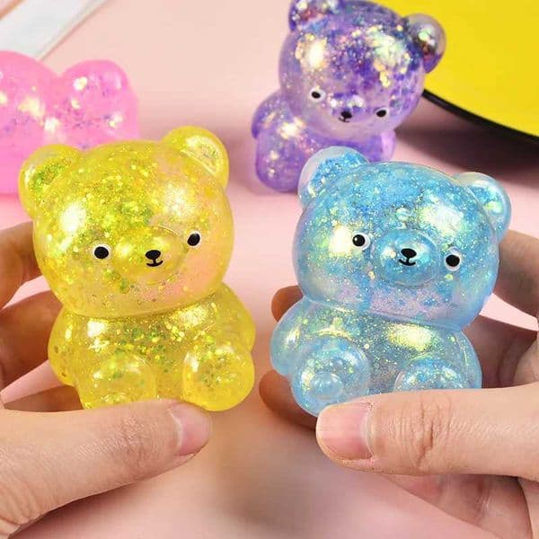 Fidget Bear Toy Squishys Glitter Gummy Bear Needoh Small Cute Animal Anti Stress Fidget Splat Decompressions Vent Squeeze Toy Z260530