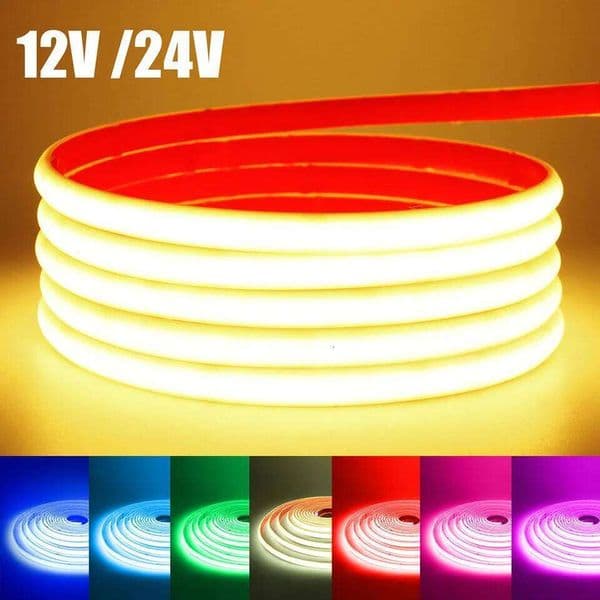 IP68 Waterproof COB LED Neon Strip Light 5m 10m 15m 20m 0.5m 12V 24V 320LED Flexible Tape Silicone Tube Lamp Liner Lighting RA90 S260512
