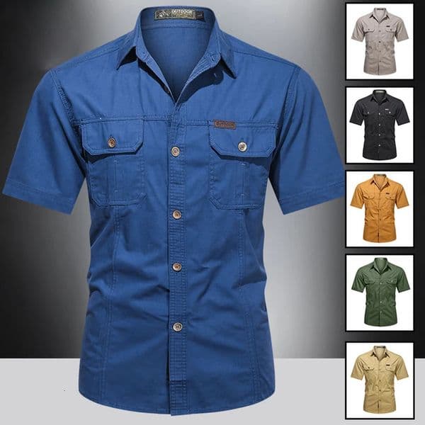 Summer Quick Dry Short Sleeve Army Fan Tactical Shirt Mens Thin Breathable Lapel Cargo Shirts Tops Outdoor Hiking Military Shirt 260512