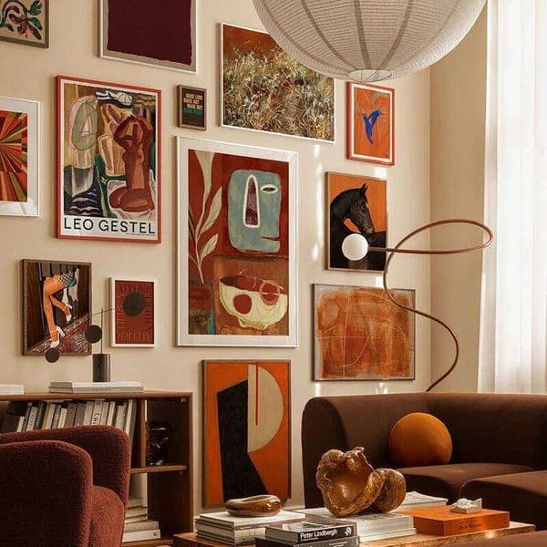 Abstract Thistles Marbled Garden Revival Stallion Terracotta Line Decor Painting Canvas Wall Art Print Poster Picture LivingRoom 26W05012