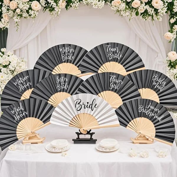 Bride Bridesmaid Mothe Rof The Hand Fan Bachelorette Hen Party Supplies Bridal Shower Wedding Decor Proposal Gift 260512