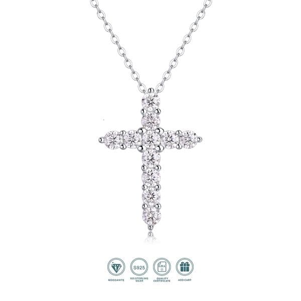 JIUZUAN Cross Necklace 925 Sterling Silver 18K Gold Plated Elegant Style for Women Gift Comes with GRA Certificate 260509