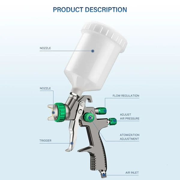 Luxury Designer Decor LP Professional Low Pressure room Gun Sprayer Pneumatic 600Ml Paint Spray Hine Adjustable For Car Furniture Wall DIY D 17