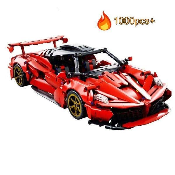 NEW Technical Red Supercar Building Blocks Creative DIY Desktop Decor Tabletop , Collectible Gift 26L0512