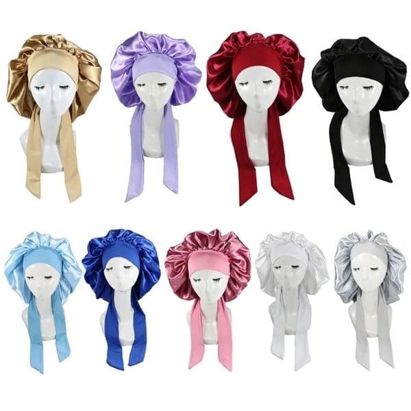 Hair Clippers Accessories Silk Night Cap Hat Double side wear Women Head Cover Sleep Cap Satin Bonnet for Wake Up Perfect Daily Tax Duty Free HJ