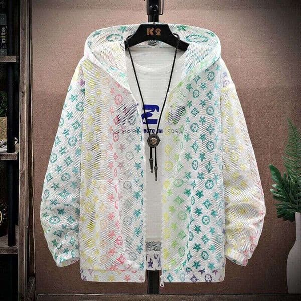 Mesh Sun Protection Men, Hollow-Out Light Luxury Coat, Summer Hooded Jacket For Students