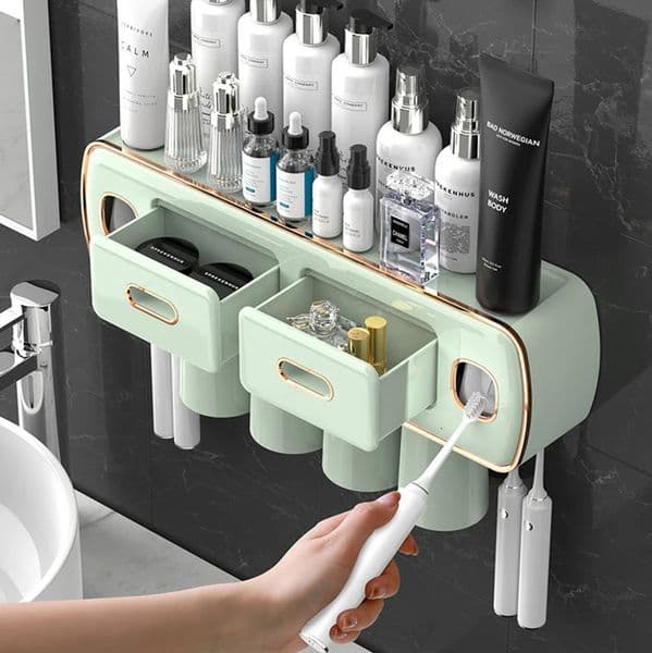 Magnetic Adsorption Inverted Toothbrush Holder 2 Automatic Toothpaste Squeezer Dispenser Storage Rack Bathroom Accessories Set 260511