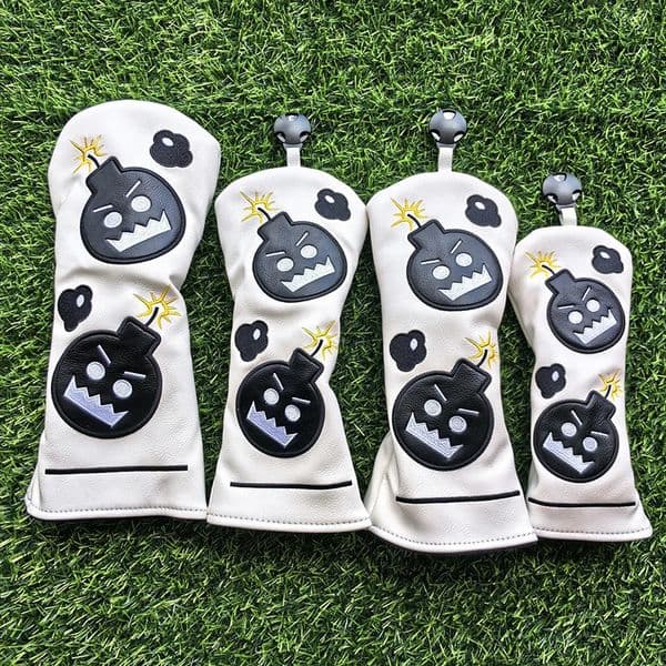 Cartoon Bomb 1 3 5 Wood Headcovers Driver Fairway Woods Cover PU Leather High quality Putter Head Covers 260512