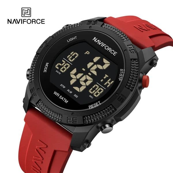 Naviforce 7104 Men Fashion Watch Water Resistant Wristwatches Silicone Strap LCD Electronic Clock Relogio Masculino 260512