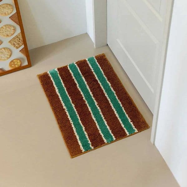 VIKAMA American Vintage Striped Doormat Absorbent Quick Dry Bathroom Rug Entrance Hallway Toilet Home Decor Floor Mat T260512