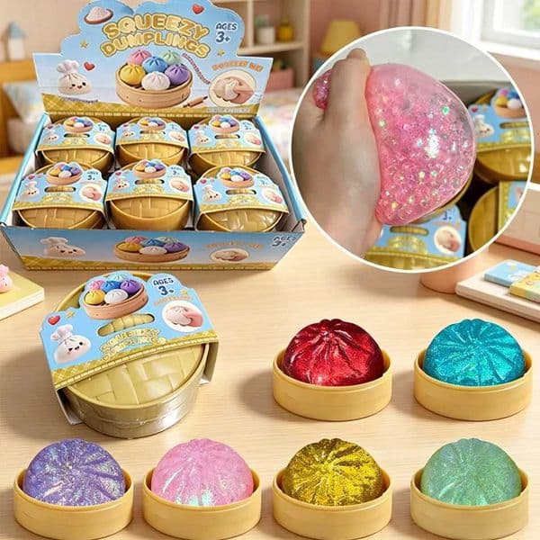 Cute Glitter Steamed Bun Squeeze Toy TPR Soft Squishy Stress Relief Fidget Toy For Anxiety ADHDT260512