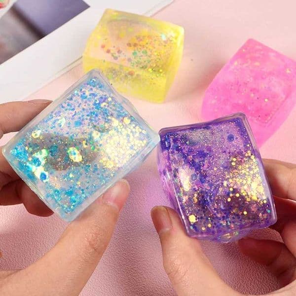 Squishy Maltose Simulated Tofu Sequin Ice Cubes Stress Relief Slow Rebound Squeeze Toys Anti Stress Sensory Fidget Toys AdultsT260512
