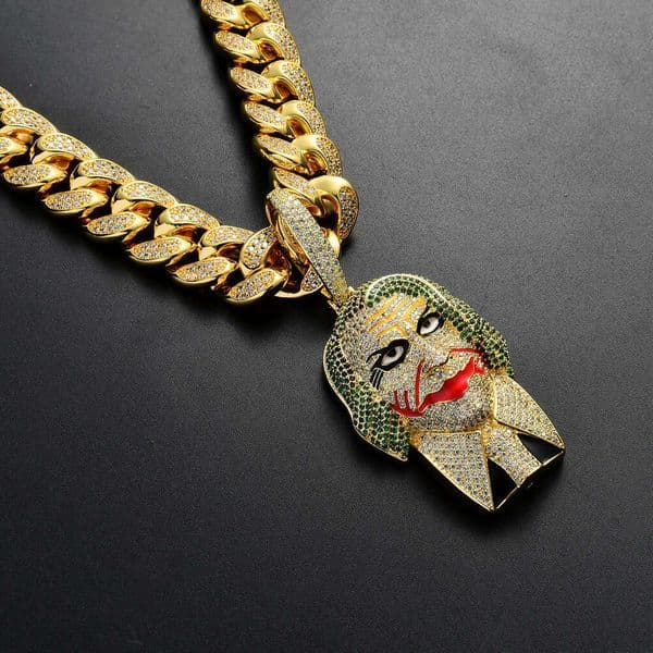 New European and American style quirky Batman suit clown joker pendant niche trendy Halloween hip-hop necklace