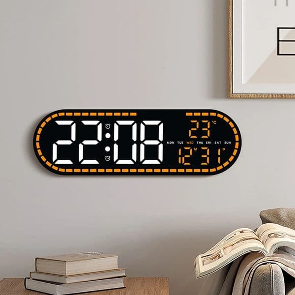 Large Digital Wall Clock Temperature and Date Week Display Electronic LED Table Alarm Clocks Brightness Adjustable 1224H Format 260507