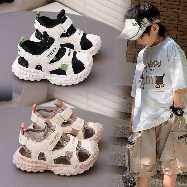 Childrens Breathable Sandals Mesh Frame Shoes Boys Sports Sandals Toddler Anti-Kick Closed Toe Protective Breathable SandalsL260511