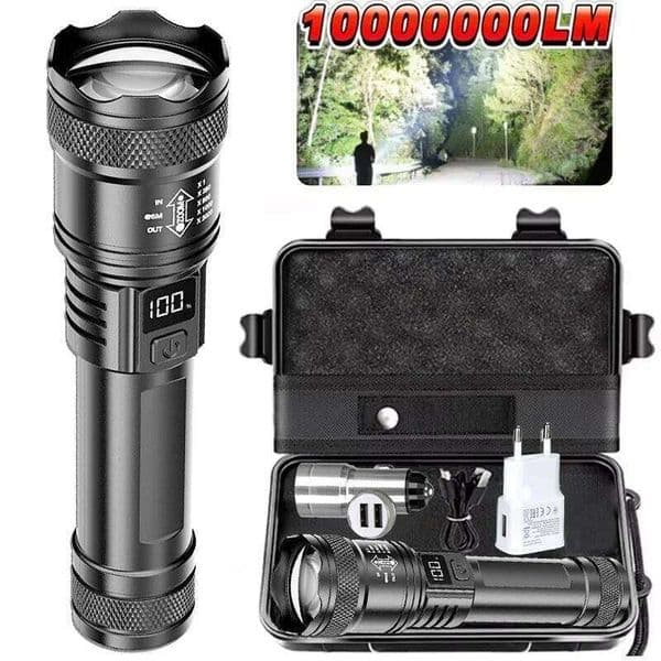 High-power Led Flashlight USB Rechargeable Torch Display Zoomable Light with Battery Camping Hiking Lantern Emergency Lamp S260509 797