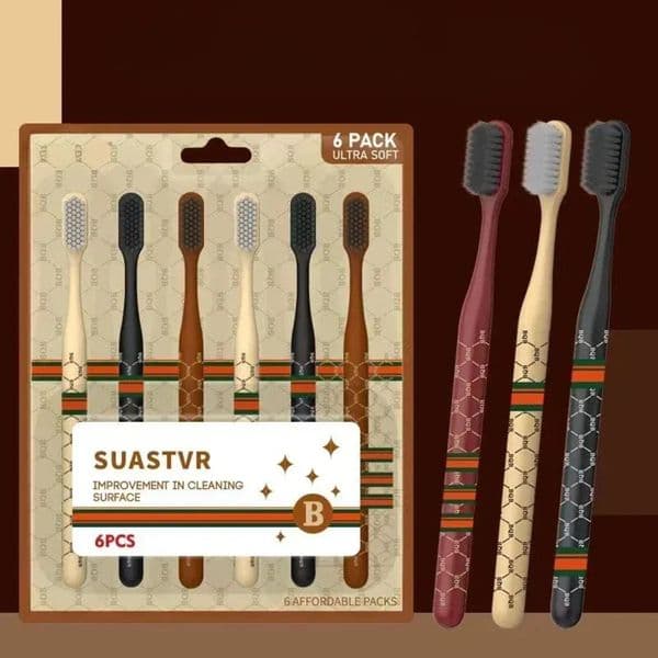 Luxury Designer Decor Lanjia- Soft Bristle Toothbrush Set, room Fine Thread For Gentle Cleaning, 6-Piece Travel Household Suit Decoration Fo 8
