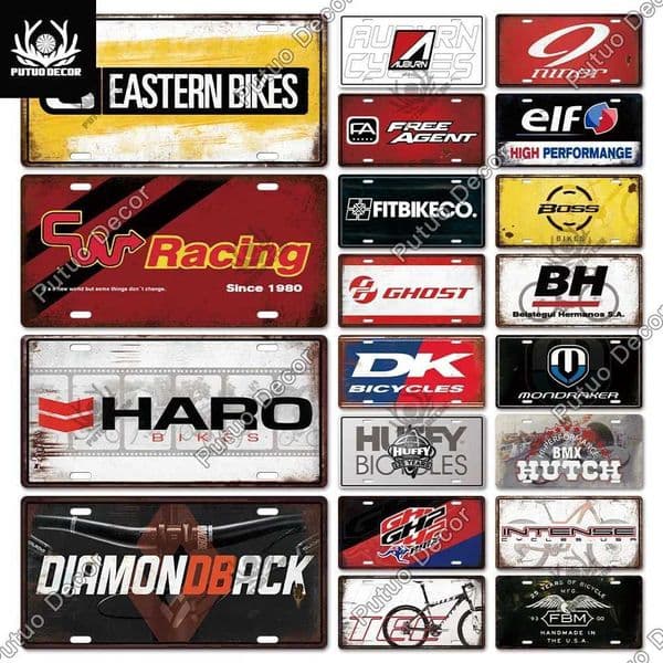 Putuo Decor Bicycle Vintage License Plate Metal Tin Sign for Garage Man Cave Bike Shop Wall Decoration Bike Repair T260512
