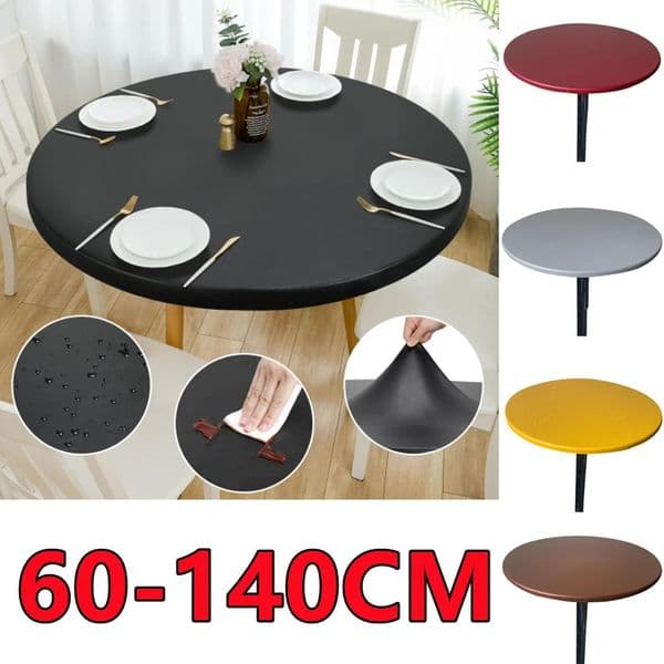 60140cm Weding Round Table Cover Waterproof Case Dining OilProof Elastic Tablecloth Fitted Wedding Decoration el 260512