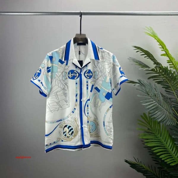 Men's Plus Tees & Polos Classic Summer New Fashion Crew Neck T Shirt Cotton Short Sleeve Shirt Hawaiian Beach Print Shirt Y8s73
