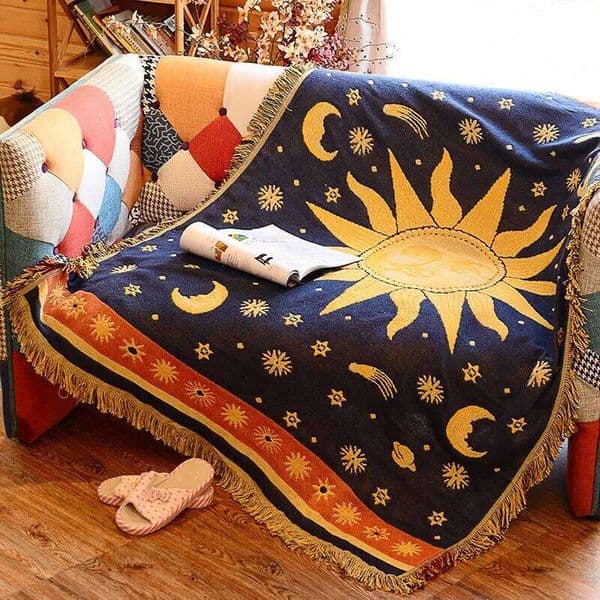 Bohemian Thicken Pure Cotton Thread Knitted With Tassel Ethnic Tribal Sofa Cover Carpet Bed Blanket Home Decor J260512