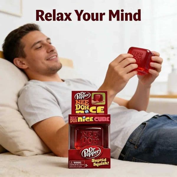 Dr Pepper x NeeDoh Nice Cube Squishy Stress Relief Toy Soft Squeeze Fidget Cube for Kids Adults Anxiety Relief Sensory ToyT260512