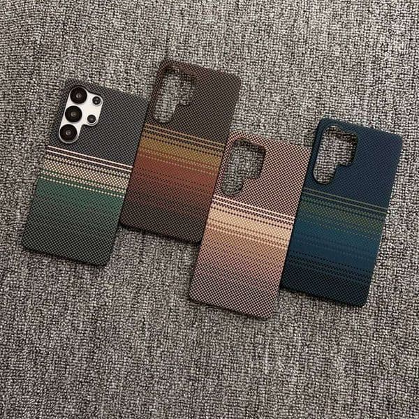 New Carbon Fiber Kevlar Pattern Phone Case For Samsung Galaxy S24 S25 Ultra Plus Thin Magnetic Protective Cover W260512