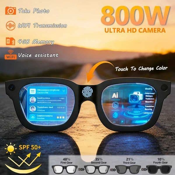 E02C Smart Glasses HD Photo Video Record OpenAI Real-time Translation Touch Photochromic Lenses Bluetooth Call Music Glasses T260512