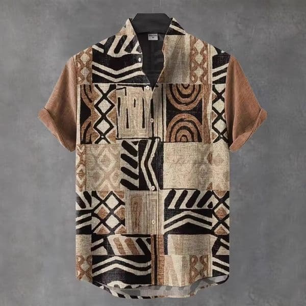 2026 Men's Retro Luxury Designer T-shirt Ethnic Tribe Short Sleeved Shirt Fashionable Casual Vacation Street Style Fashionable And Versatile