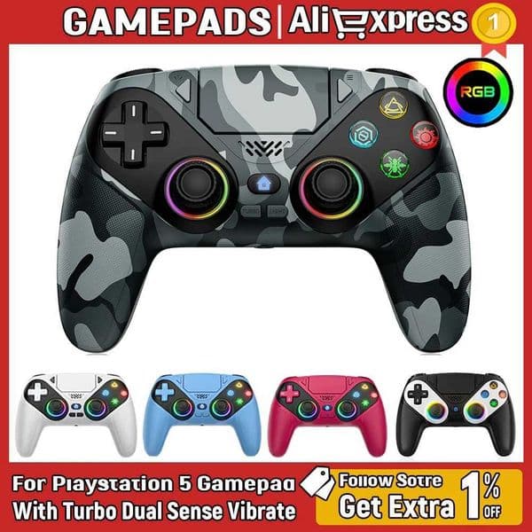 For Playstation 5 ps5 controller Wireless accessories Console Controller Turbo Dual Sense Vibrate Programming RGB Linght Gamepad T260512