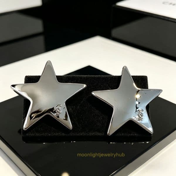 Designer Jewelry cc earrings gold pentagram necklace earrings women high-end simple elegant earrings channels earrings