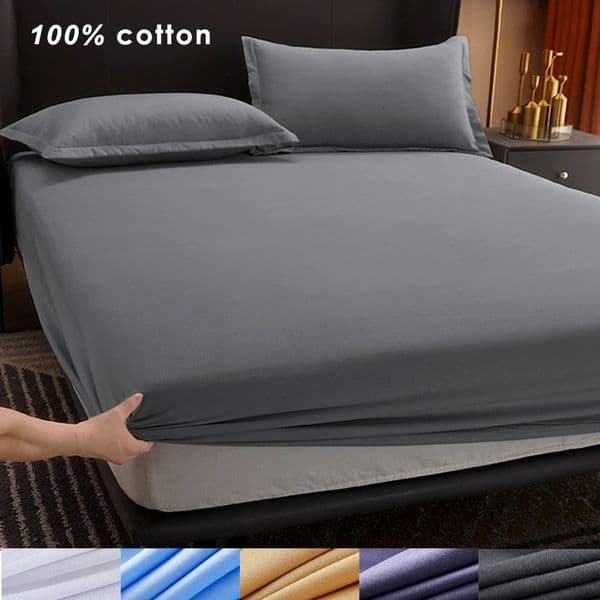 Cotton Fitted Sheet with Elastic Bands Non Slip Adjustable Mattress Covers for Single Double King Queen Bed140/160/200cm 260513
