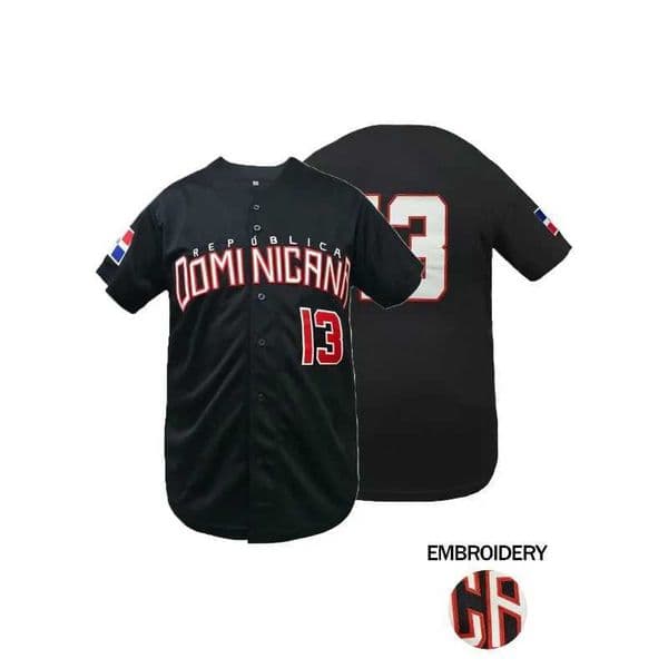Mens Baseball Jersey Dominicana 13 Stitched Sports Uniform Outfits Casual Short Sve Shirt with Buttons Men Clothing L260508