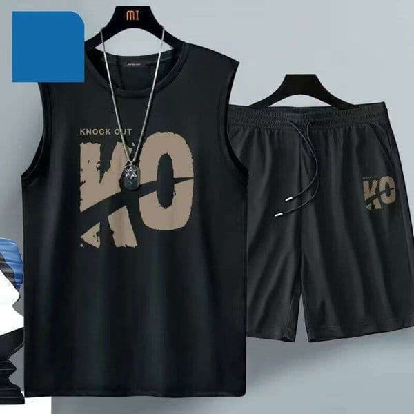 2024 Summer Men Clothing Harajuku Breathable fashion Sportswear Basketball suit casual short-sleeved T-shirt + shorts 2-piece 26L0513